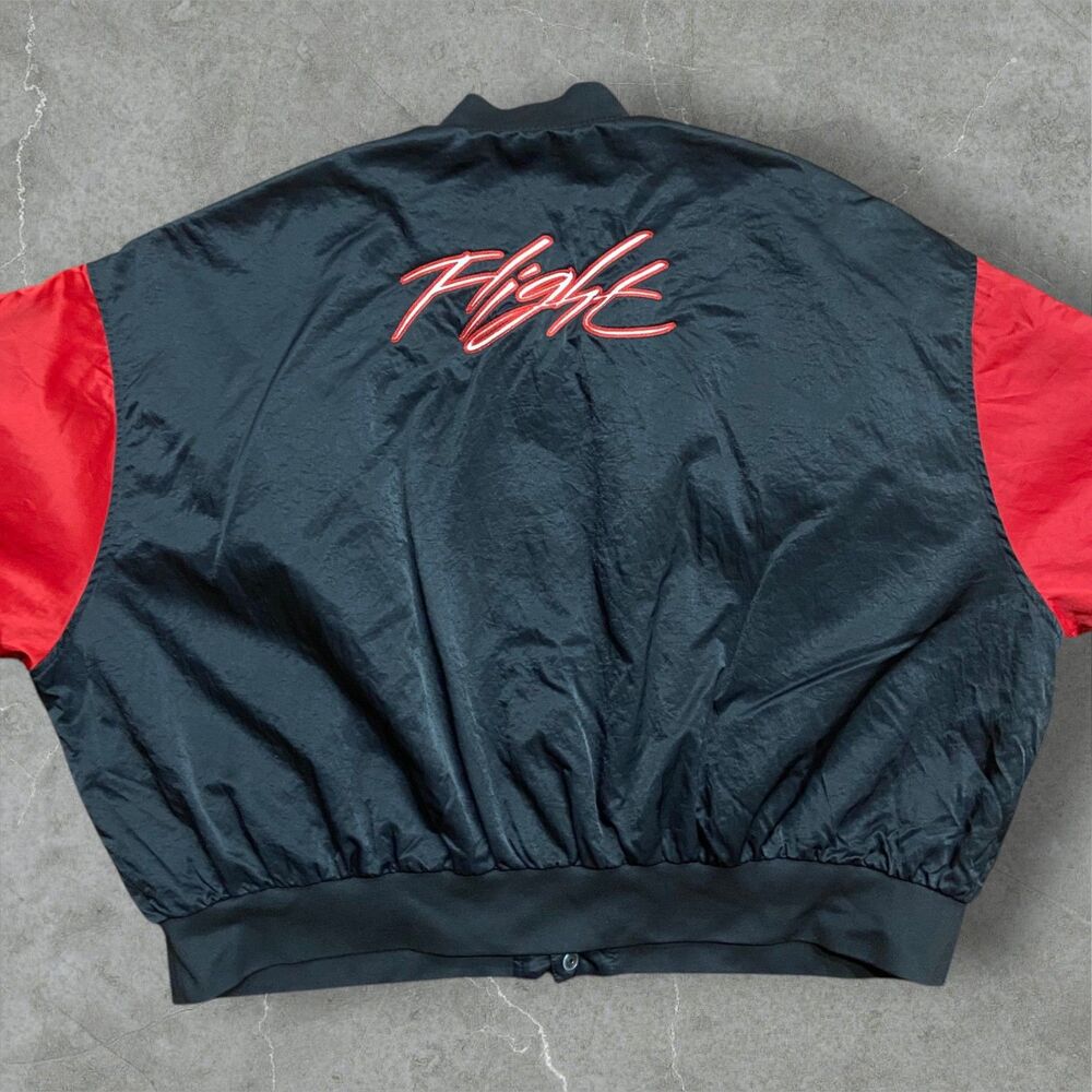 Nike Air Jordan Flight Renegade Oversized Bomber Jacket Black Red Womens Size XL